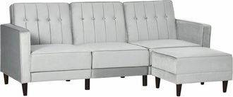 HOMCOM Upholstered Sofa Bed Reversible Sectional Sofa Set Velvet-Touch Sleeper