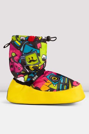 Bloch Adult Sticker Print Warm Up Booties, Stickerbomb Print Nylon