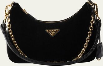 Prada Zip Velvet Shoulder Bag