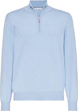 Brunello Cucinelli zip-up cashmere jumper - men - Cashmere - 44 - Blue