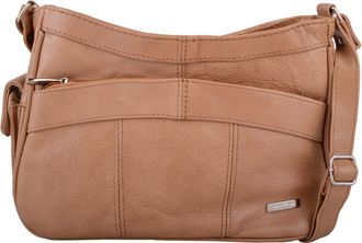 Lorenz Womens Leather Handbag/Shoulder Bag 3743 with Side Mobile Pocket (Tan)