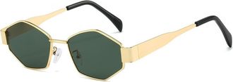 Generic UV400 Metal Small Frame Men And Women Sunglasses Outdoor Commuting Daily Vacation Photography(Green)