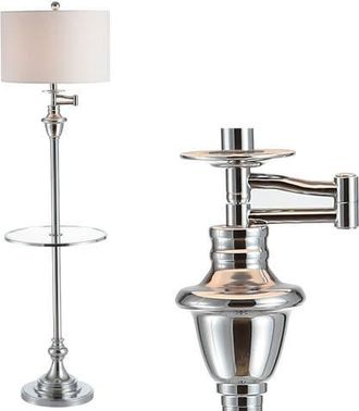 Jonathan Y Designs Cora 60 Metal/Glass LED Side Table and Floor Lamp in Chrome at Nordstrom