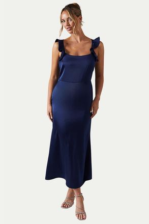 Oasis Satin Bridesmaid Midi Dress in Navy at Nordstrom, Size 10
