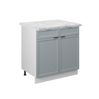 Vicco Mueble Bajo De Cocina Fame-line, Azul Claro-gris, 80 Cm, Et M&aacute;rmol
