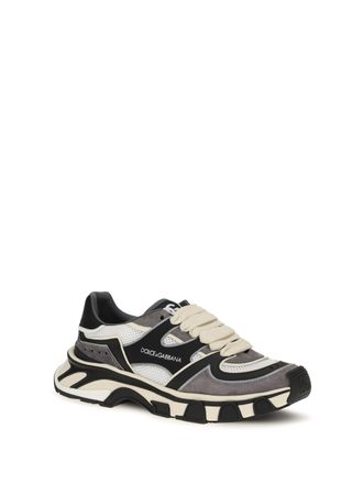 Dolce & Gabbana Mesh-Panel Leather Sneaker - Multicolor