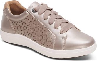 Aetrex Womens Courtney Lace-Up Sneaker In White Gold Cutout