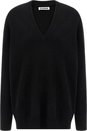 Jil Sander Wollen kasjmier trui met V-hals - Dames - V-hals truien - Zwart - XS - Wol - Truien & Vesten