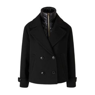 Herno Blazers, female, Black, Size: XS 2-Layer Scuba and Nylon Ultralight Peacoat