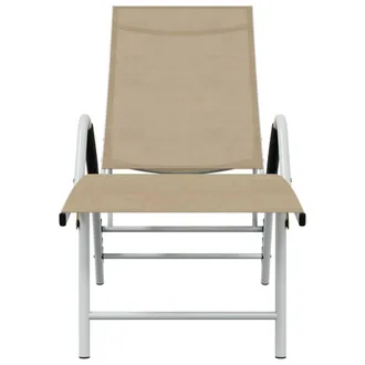 Berkfield Home Sun Lounger Textilene & Aluminium Cream in Beige