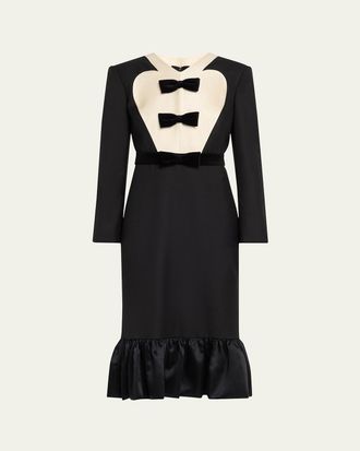 Valentino Garavani Bow Tuxedo Ruffle Midi Dress