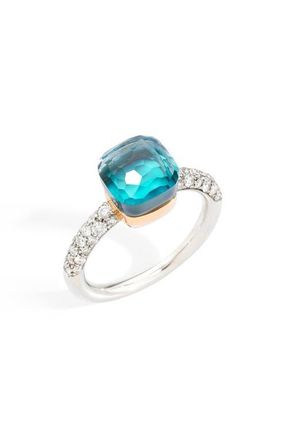 POMELLATO Nudo Blue Topaz & Diamond Ring in Sky Blue Topaz/Agate at Nordstrom, Size 7.25