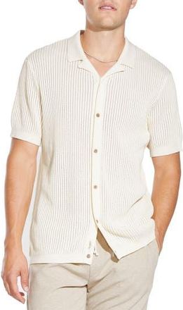 Civil Society Foskor Short Sleeve Cotton Knit Button-Up Shirt in Cream at Nordstrom Rack, Size X-Large
