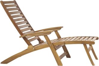 Miliboo Tumbona Reclinable Con 3 Posiciones De Madera Maciza Rio