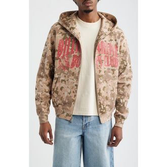 Billionaire Boys Club Camouflage Cotton Zip Front Graphic Hoodie in Doeskin at Nordstrom, Size Xx-Large