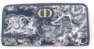 Dior Navy Jacquard Long Wallet (Bi-Fold) (Pre-Owned)