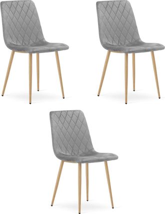 OEM Silla Tur&iacute;n - Terciopelo Gris Claro / Patas Color Madera X 3