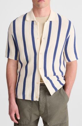 Madewell Stripe Button-Up Cotton Sweater Polo in Sand Stripe at Nordstrom, Size Xx-Large