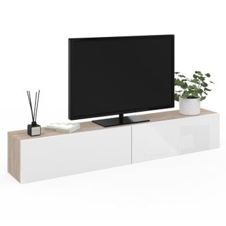 IDMarket Idmarket - Mueble Tv Suspendido Elio 2 Puertas Madera Y Blanco 180 Cm