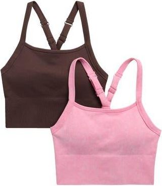 Yogalicious Stonewash 2-Pack Seamless Sports Bras in Sachet Pink/Shopping Bag at Nordstrom Rack, Size X-Large