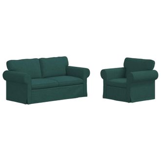 vidaXL Set Di Divani 2 Pz Verde Scuro Tessuto Vidaxl