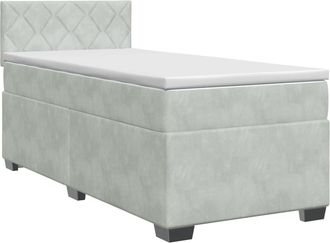vidaXL Cama Box Spring Con Colch&oacute;n Gris Claro 90 X 190 Cm Terciopelo Vidaxl