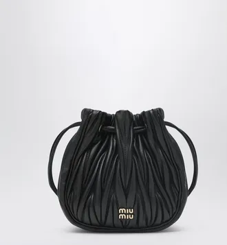 最高級❗️miumiu leather hand bag gather black 最高級❗️miumiu leather hand bag gather black Black Leather
