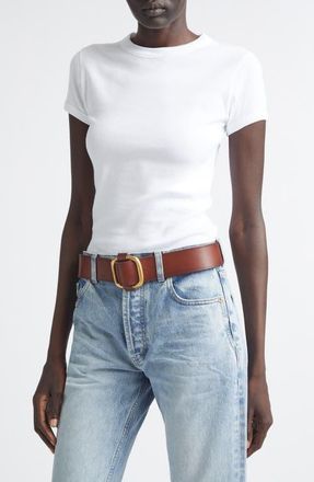 Saint Laurent Cassandre Logo Cotton T-Shirt in Blanc at Nordstrom, Size Medium