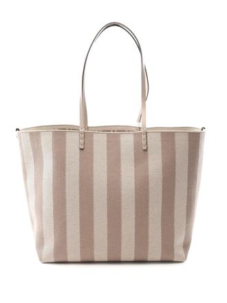 Fendi 2018-2025 Large Zucca Canvas Pequin Striped Reversible Roll tote bag - women - Canvas/Calf Leather/Leather - One Size - Brown