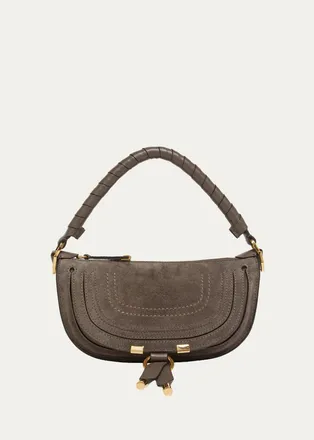 Chlo&eacute; Marcie Mini Saddle Crossbody Bag in Suede