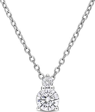 Mimi & Max Created Forever 1/2ct TW Lab-Grown Diamond Two-Stone Necklace Sterling Silver