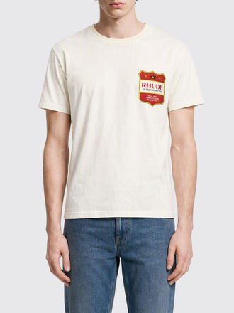 Rhude T-shirt in cotone con stemma logo e spalle scese