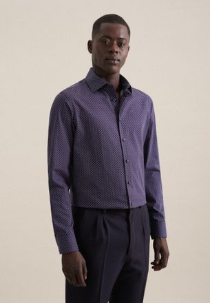 Seidensticker Businesshemd SEIDENSTICKER Slim, Herren, Gr. M (39), normale &Auml;rmell&auml;ngen, lila (raspberry), 100% Baumwolle, bedruckt, slim fit, 2-Knopf-Manschette, He