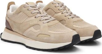 BOSS Trainers with knit and burnished-leather trims