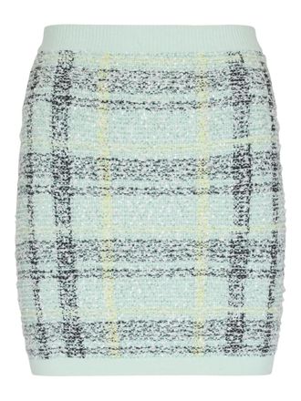 Balmain glitter plaid-pattern mini skirt - Green
