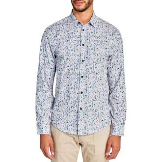 Brooklyn Brigade Mini Floral Print Long Sleeve Shirt in White/blue at Nordstrom Rack, Size Xx-Large