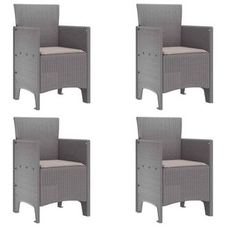 Berkfield Home Garden Chair Set of 4 Light grey, Taupe cushions