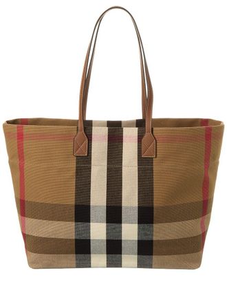 Burberry Check Canvas & Leather Tote