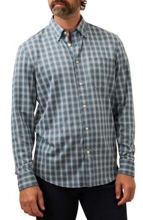 Faherty Coastline Knit Button-Down Shirt in Azure Night Plaid at Nordstrom Rack, Size X-Large