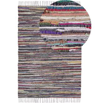 Beliani Tappeto multicolore chiaro in cotone con fronde 160 x 230 cm Danca