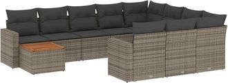 vidaXL Set De Sof&aacute;s De Jard&iacute;n 11 Pzas Y Cojines Rat&aacute;n Sint&eacute;tico Gris Vidaxl