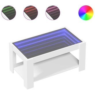 Berkfield Home Coffee Table with LED White 93x53x45 cm Engineered Wood | Size: 93 x 53 x 45 cm