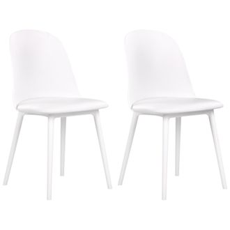 Beliani Beliani - Lote De 2 Sillas De Comedor Minimalistas Acolchadas Sint&eacute;tico En Color Blanco Fomby