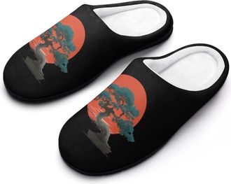 Generic Bonsai1 And Tree Funny Mens Cotton Slippers Soft Non-Slip Rubber Sole House Slipper Indoor Outdoor