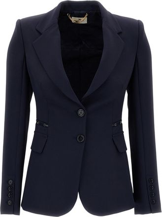 Elisabetta Franchi Fitted Single-Breasted Blazer with Monogram Lining