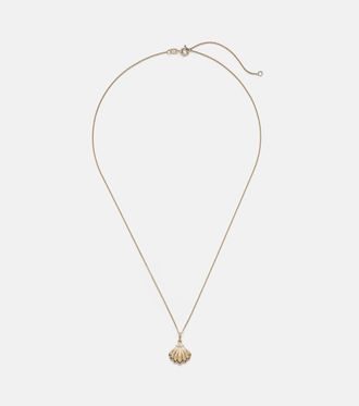 Stone and Strand Vintage Scallop Shell 14kt gold necklace with diamonds