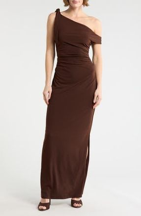 Wayf Ruched Midi Dress in Brown at Nordstrom Rack, Size X-Small