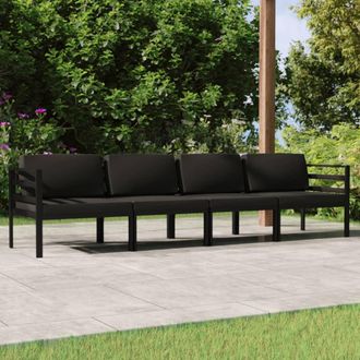 vidaXL Set Muebles De Jard&iacute;n 4 Pzas Y Cojines Aluminio Gris Antracita Vidaxl