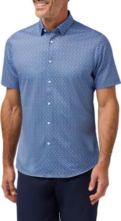 Mizzen+Main Halyard Trim Fit Boomerang Print Short Sleeve Performance Button-Up Shirt in Cobalt Retro Boomerang at Nordstrom, Size Xx-Large