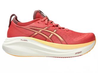 Asics Womens Gel Nimbus 27 Running Shoes In Dark Pink/clay Orange